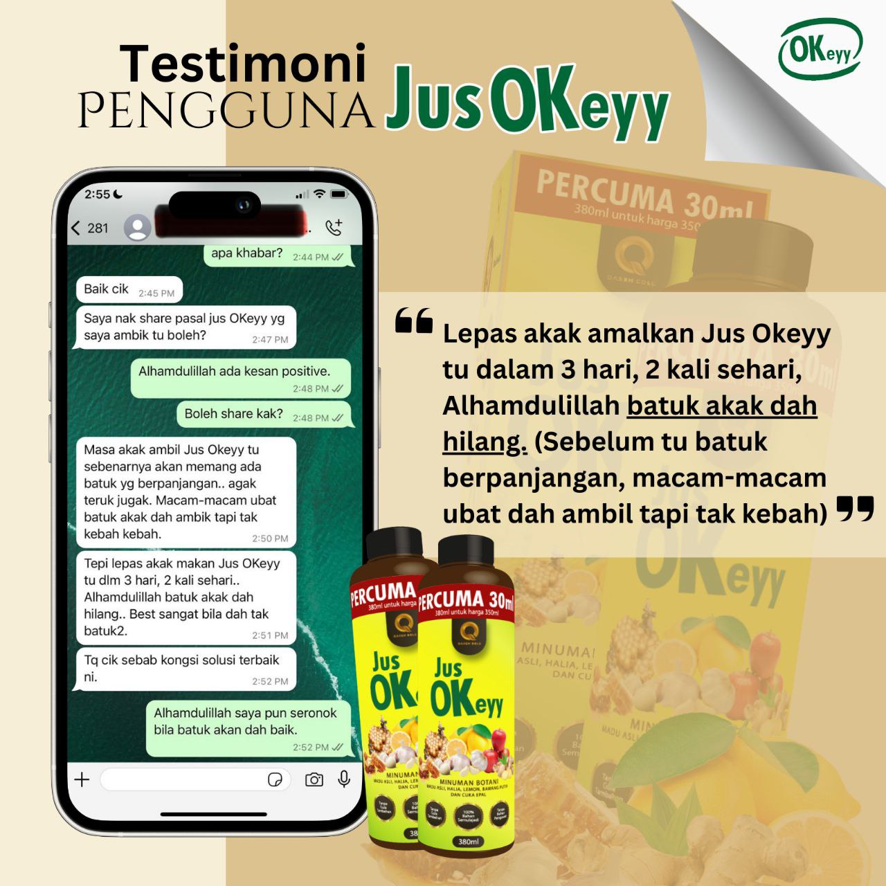 350ml (+30ml FREE) QASEH GOLD JUS OKEYY