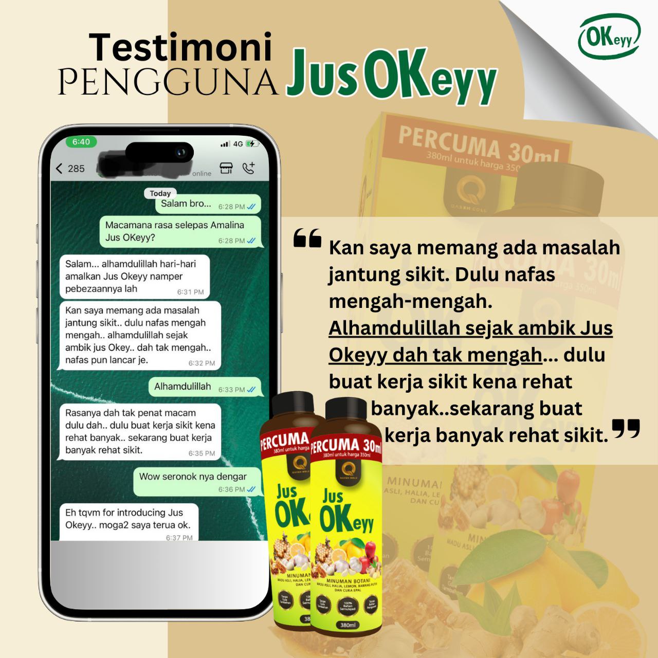 350ml (+30ml FREE) QASEH GOLD JUS OKEYY