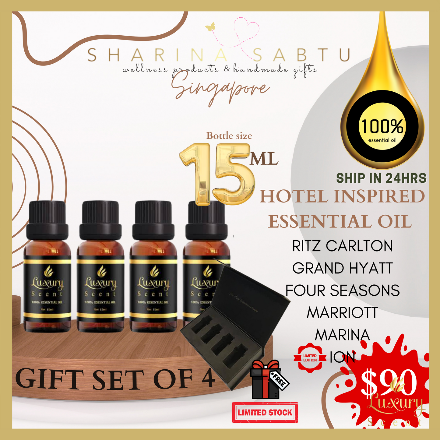 15ml GRAND HYATT Hotel-Inspired Essential Oils